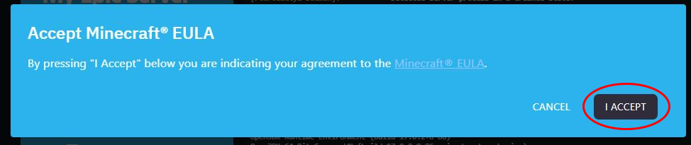 Picture of Accept Minecraft EULA