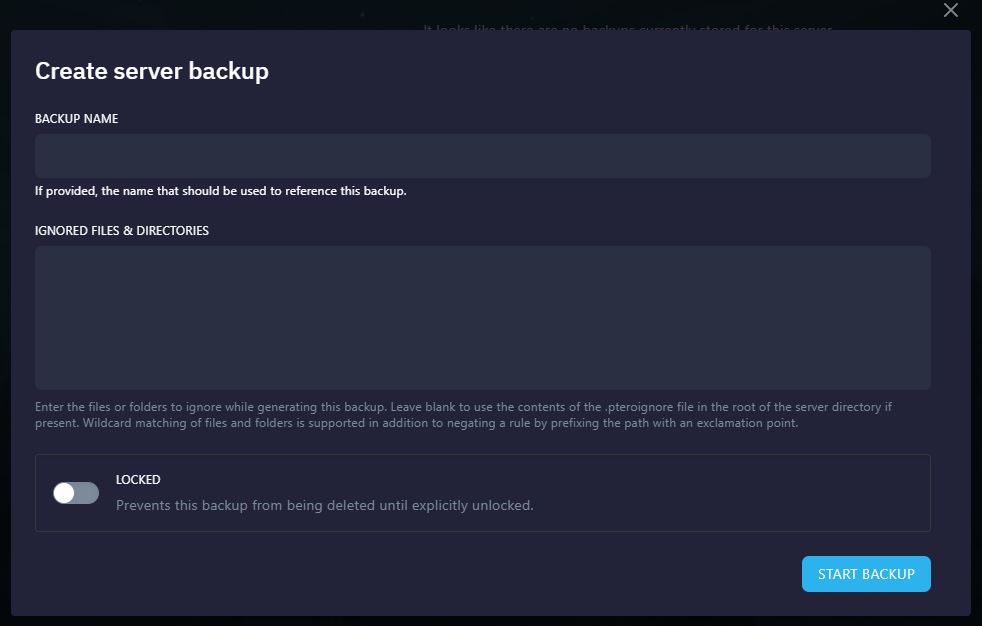 Image of Backup settings